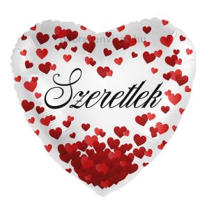 'Szeretlek' fehér szív lufi