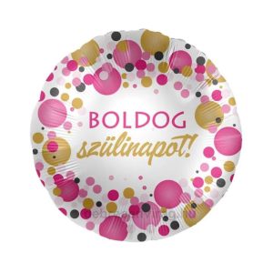 'BOLDOG szülinapot!' fehér kör lufi