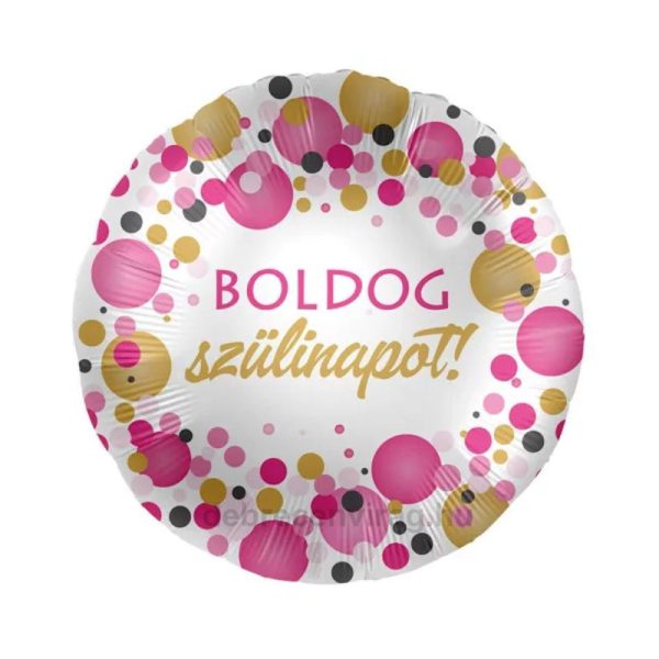 'BOLDOG szülinapot!' fehér kör lufi