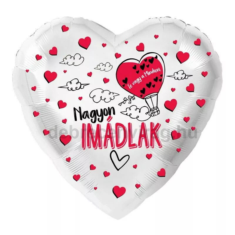 'Nagyon IMÁDLAK' fehér szív lufi