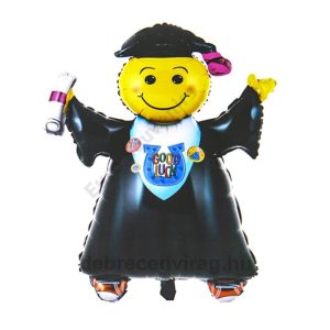 'GOOD LUCK' fekete taláros smile lufi